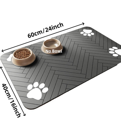 Tapis d'alimentation pour animaux de compagnie à séchage rapide et absorbant avec support en caoutchouc imperméable