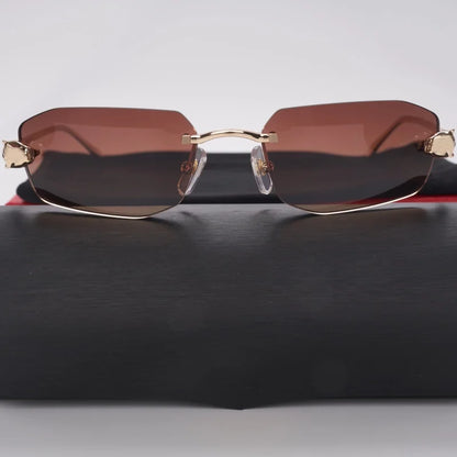 Randlose rechteckige Sonnenbrille für Damen