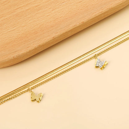 Gold-Silberfarbenes hohles Schmetterlings-Fußkettchen-Armband