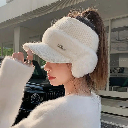 Women's Winter Windproof Ear Wing Knitted Cap