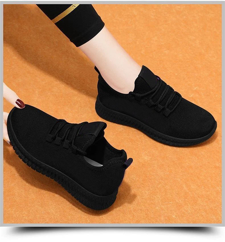 Black Breathable Non-slip Women's Casual Running Shoes