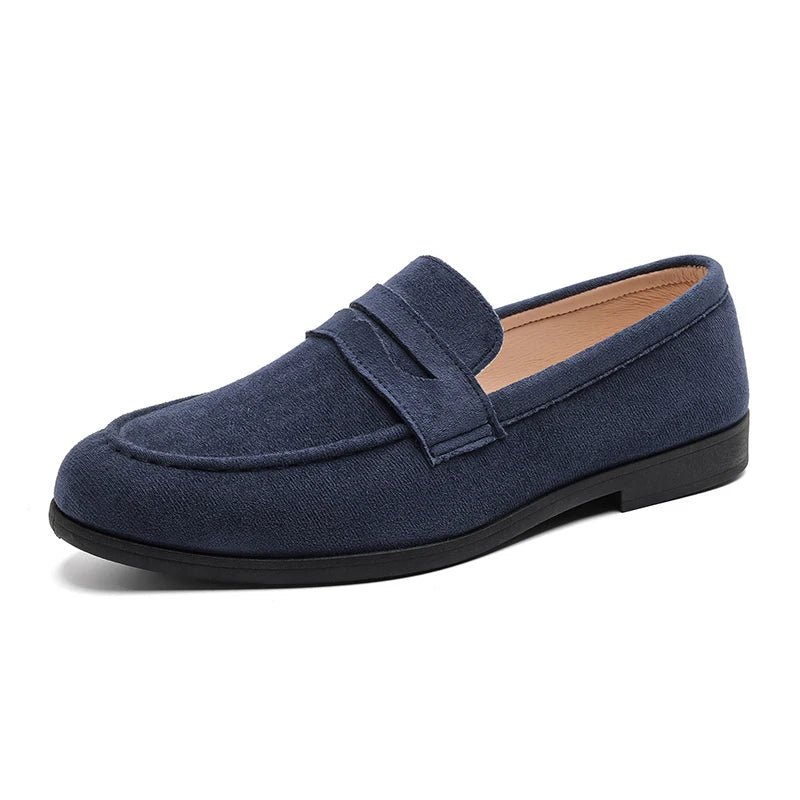 Mocassins Penny classiques - Chaussures décontractées en daim souple à enfiler en cuir pour hommes