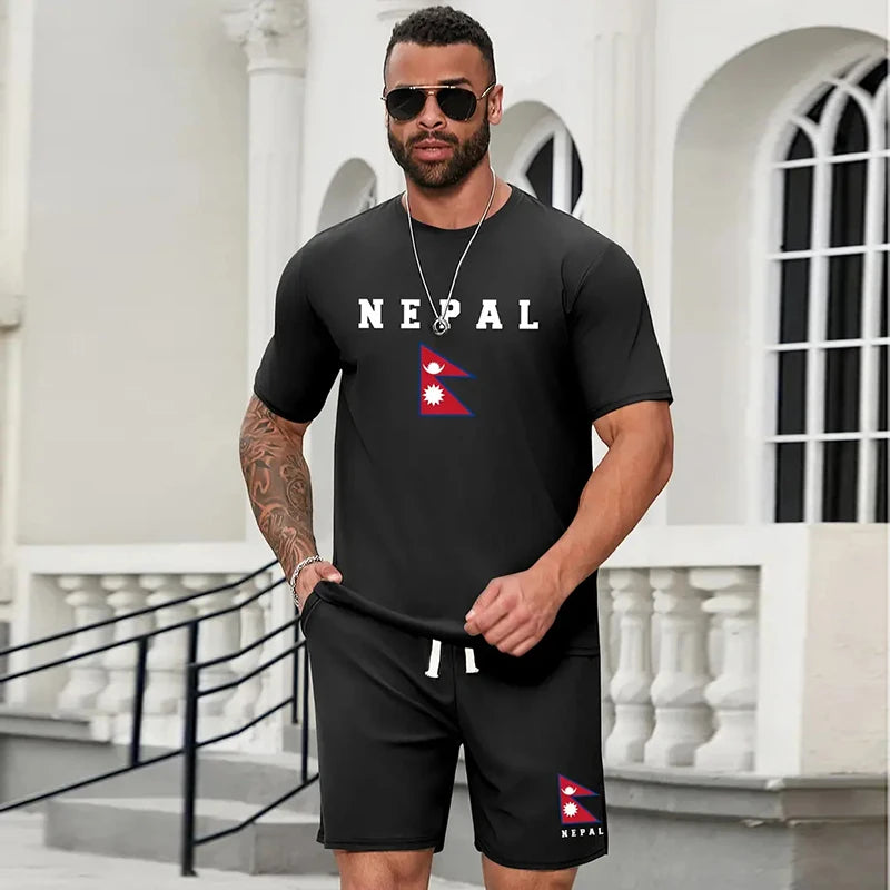Men's Letter Printed 2-Piece Summer Gym Suit
