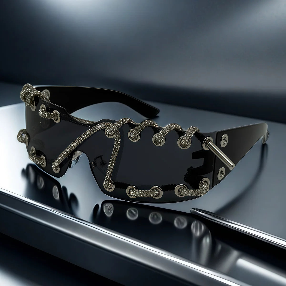 Women's Crystal Chain Designer Punk Y2k Sunglasses