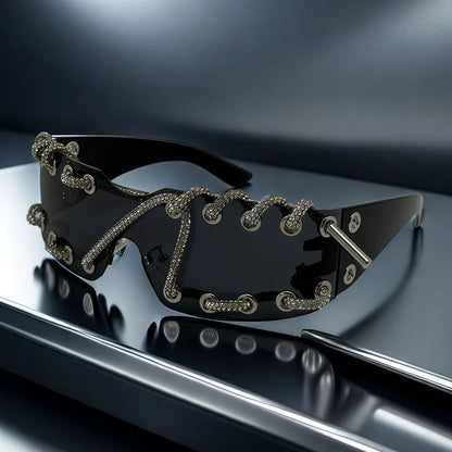 Women's Crystal Chain Designer Punk Y2k Sunglasses