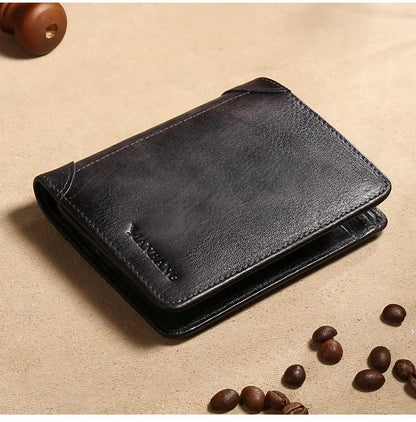Genuine Leather RFID Blocking Wallet for Men – Slim Thin Bifold Short Wallet