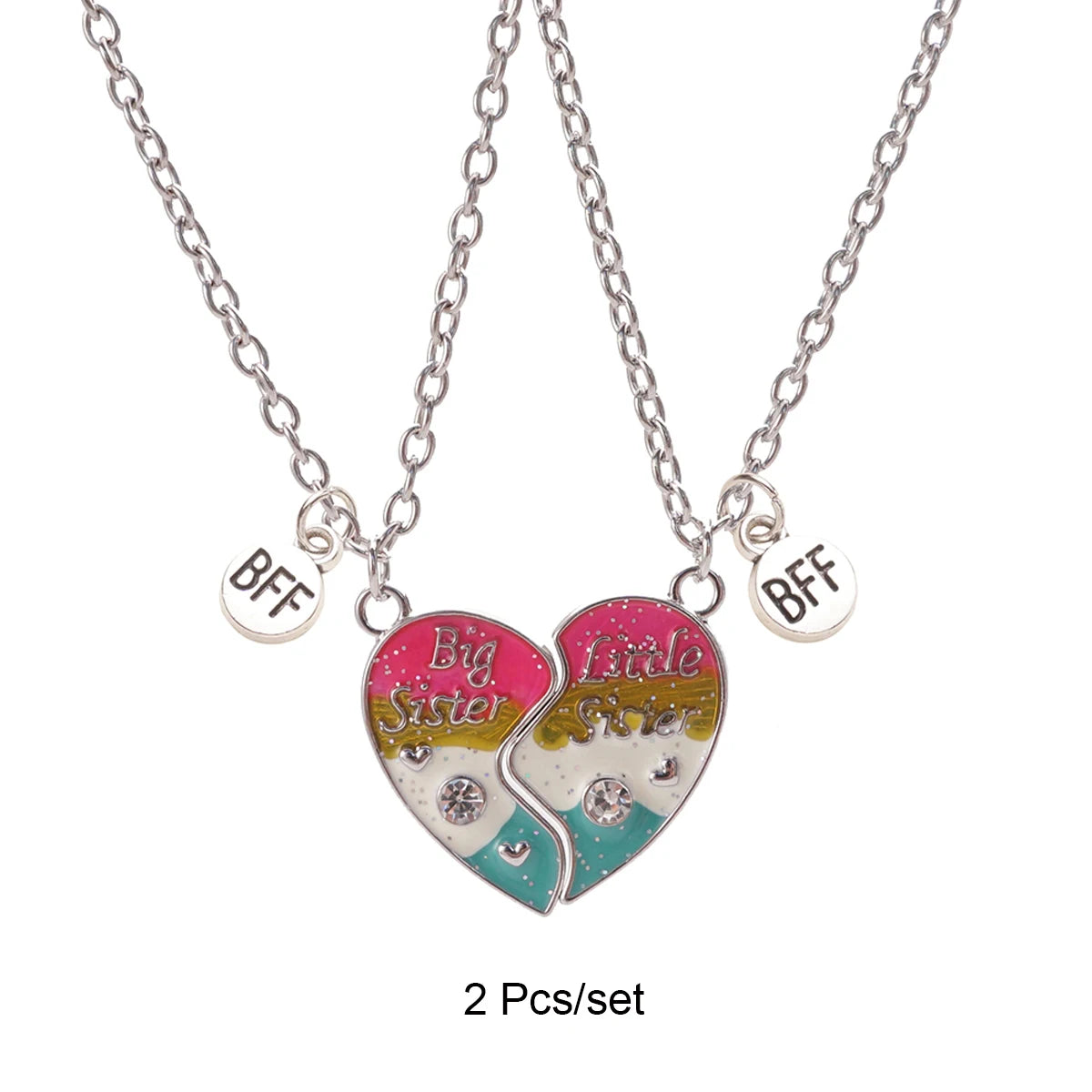 2 herzförmige Magnet-Panda-Halsketten