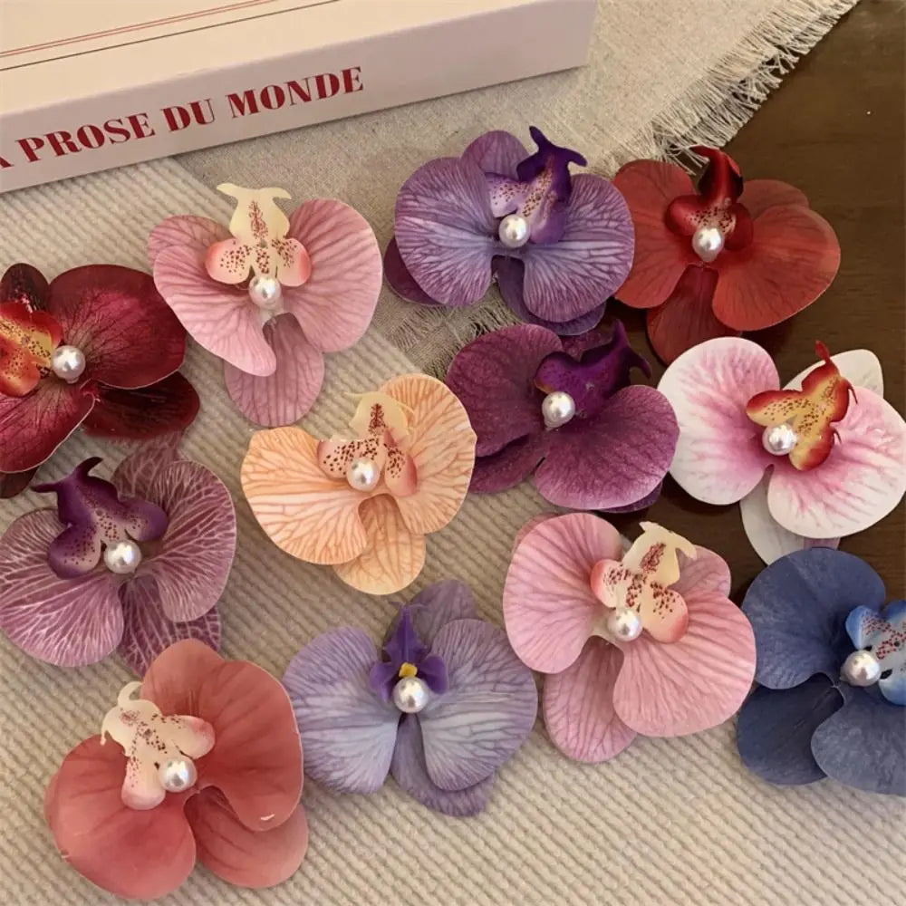 Pinces à cheveux pour fille avec mini perles et fleur d'orchidée papillon