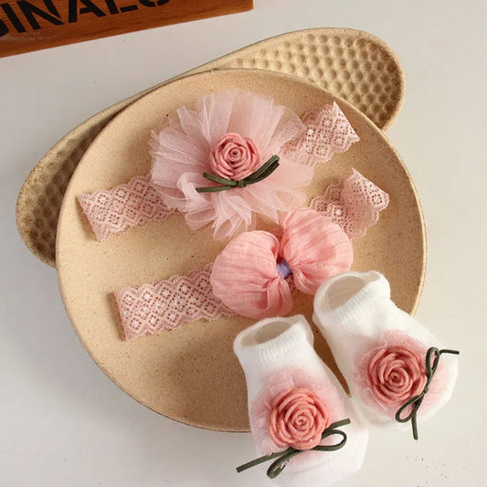 3Pcs/Set Lace Flower Baby Girl Hair Band Kids Hair Accessories