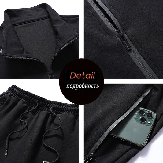 Spring Autumn Men Sports Joggers 2 Pieces Tracksuit