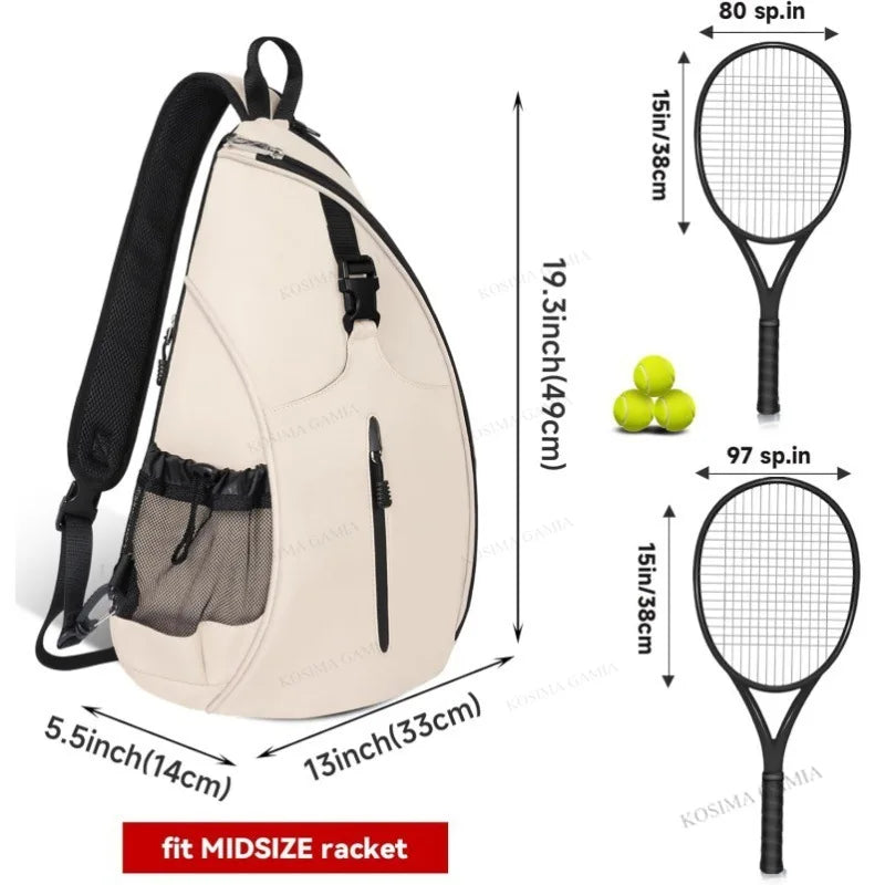 Unisex Water‑Resistant Tennis & Pickleball Sling Bag - Crossbody Racket Bag for Tennis