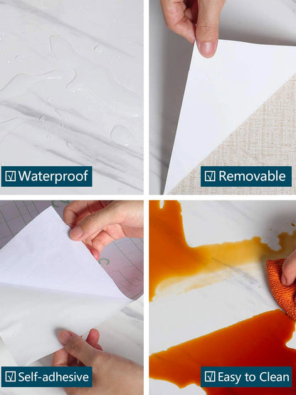 Pearl White Self-Adhesive PVC Wallpaper Kitchen Renovation Stickers