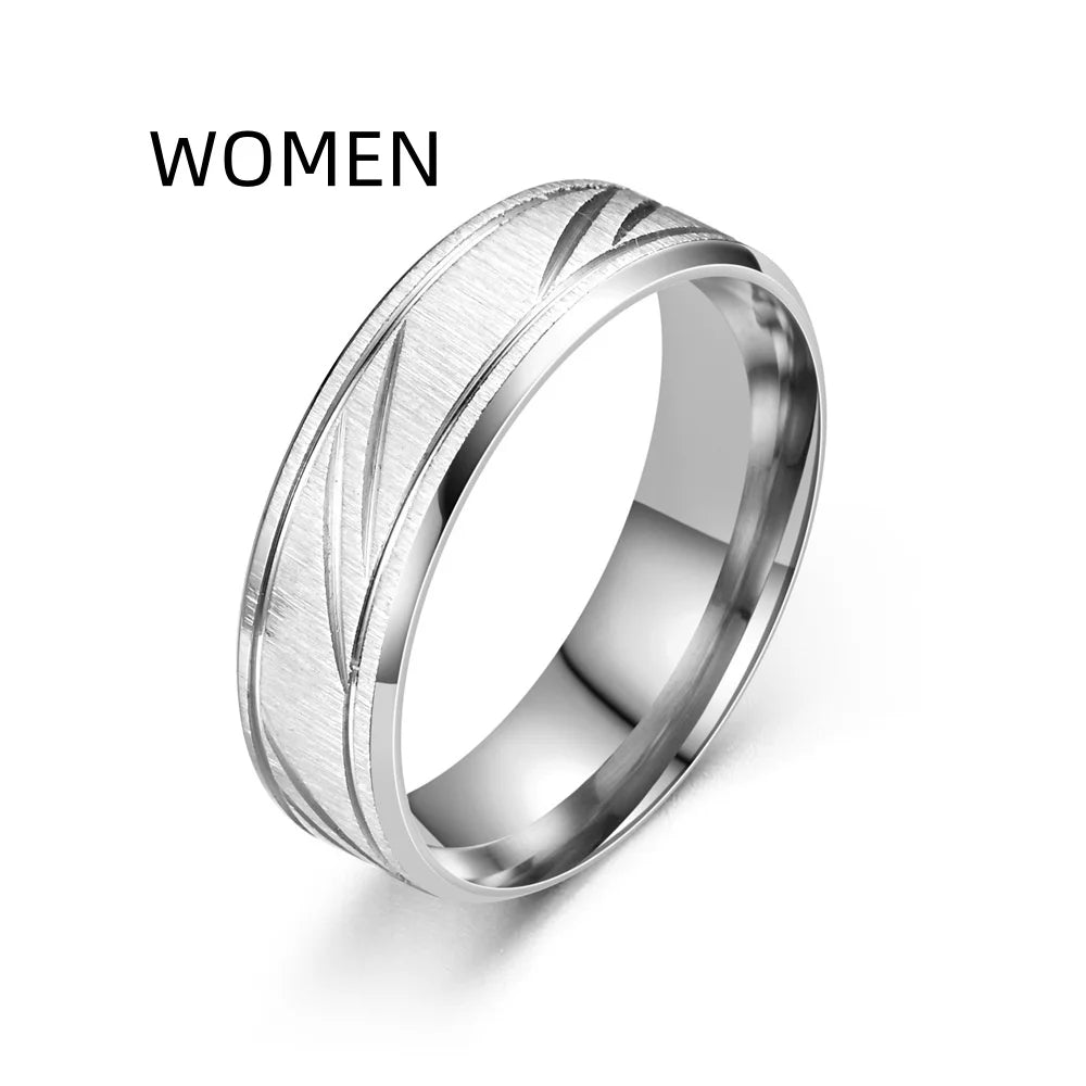 Stainless Steel Diagonal Line Unisex Ring – Minimalist Oblique Stripe Band
