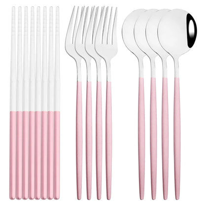 Edelstahl-Geschirrset in Gold und Grün