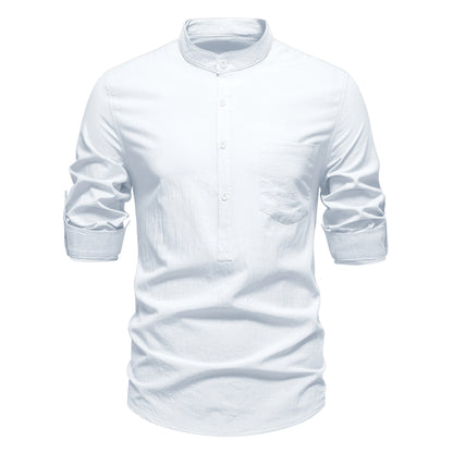 Pull-over en coton à manches longues et col montant, avec cravate