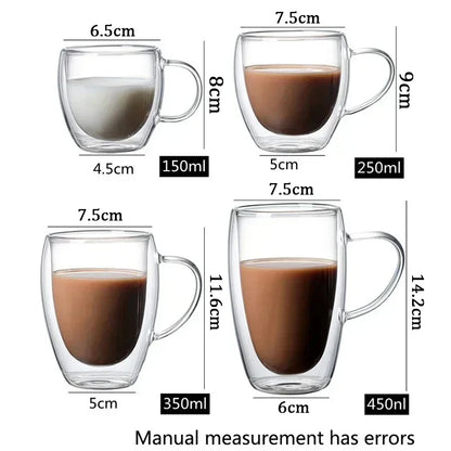 Double-Layer Transparent Coffee Milk Drink Mug