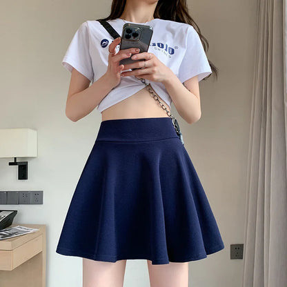 Women's Soft Black Flare Bubble Short Skirt