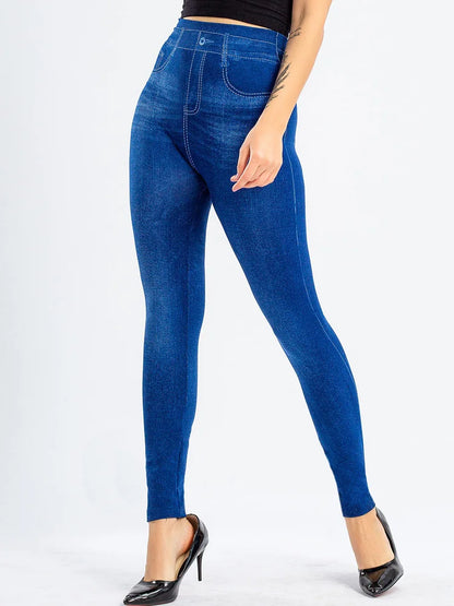 Women's Gym Leggins High Waist Elastic Butterfly Pritned Pencil Jeans