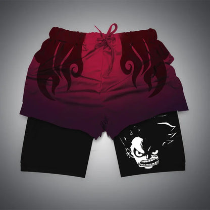 Dragon Ball & One Piece Anime Print Gym Shorts