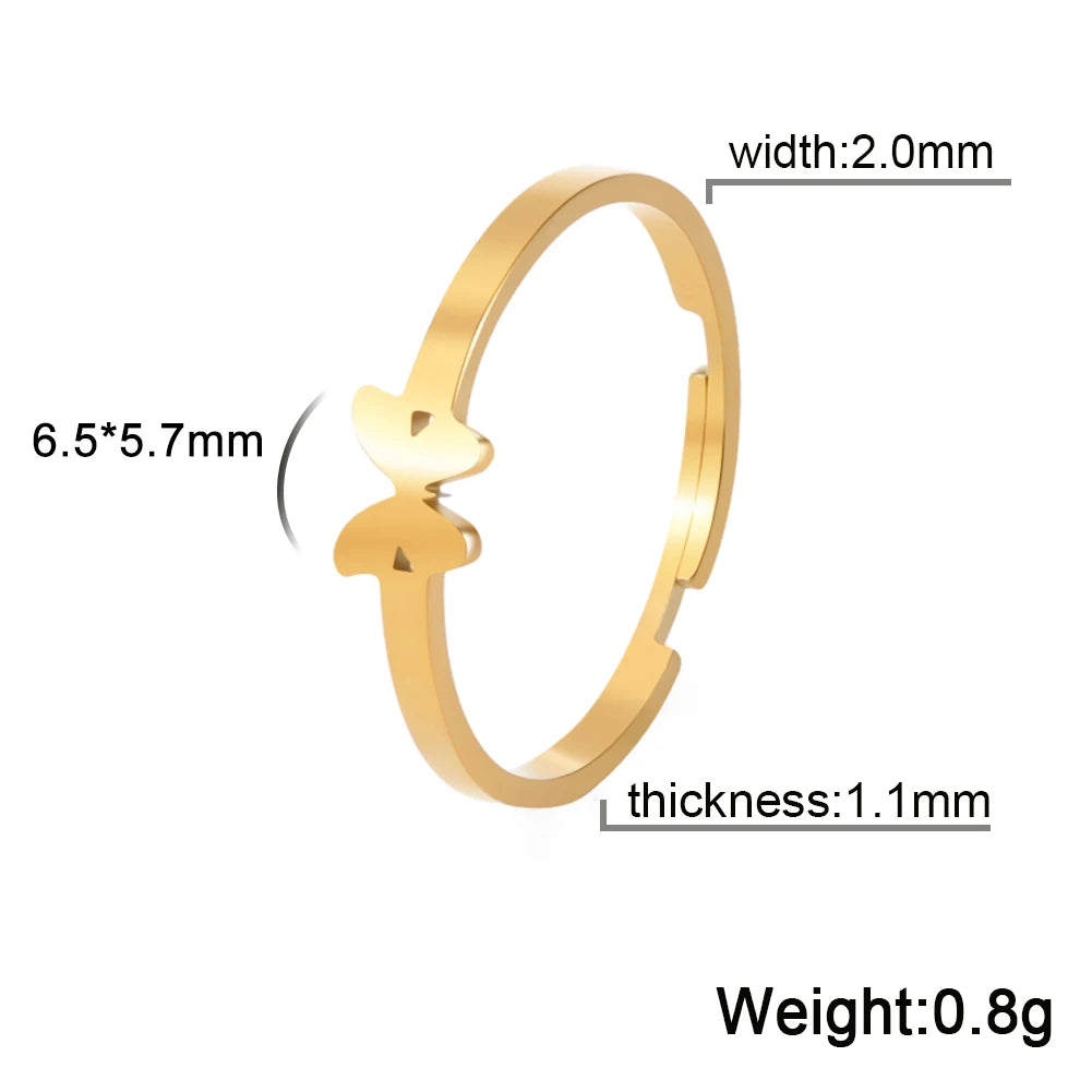 Bagues de couple en acier inoxydable en forme de cœur et de papillon – Bagues d'amour assorties