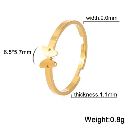 Bagues de couple en acier inoxydable en forme de cœur et de papillon – Bagues d'amour assorties