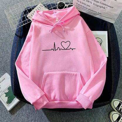 Lässiger bedruckter lockerer Hoodie - Frühlings-Streetwear-Pullover