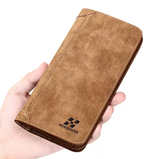Men's PU Leather Long Wallet with Coin Pocket
