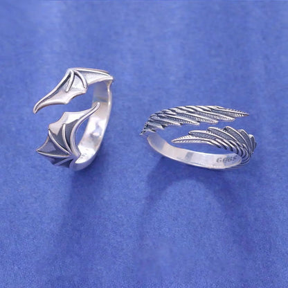 Bague Aile d'Ange Œil de Démon – Alliance unisexe ajustable en alliage
