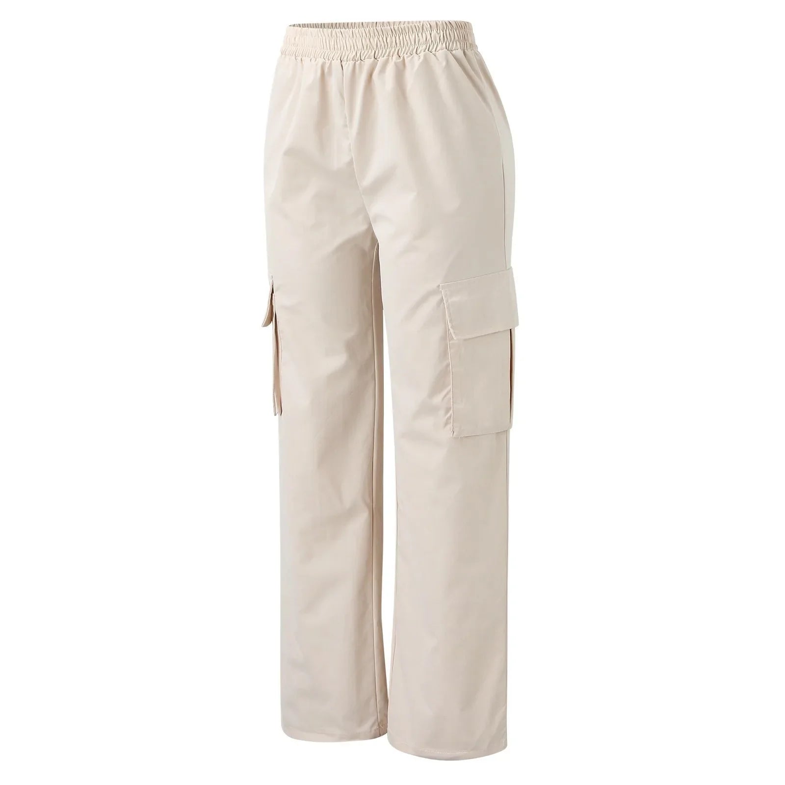 Sommerliche Cargohose mit hohem Bund und Taschen – Damenhose mit weitem Bein 