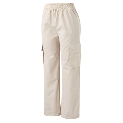 Sommerliche Cargohose mit hohem Bund und Taschen – Damenhose mit weitem Bein 