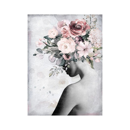 Abstrakte Frauen- und Blumen-Leinwand-Kunstgemälde
