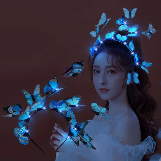 Schmetterlings-Brauthaarband mit leuchtendem Riemen