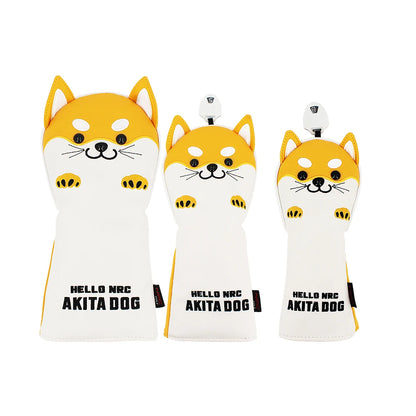 Cute Akita PU Leather Golf Headcover Set