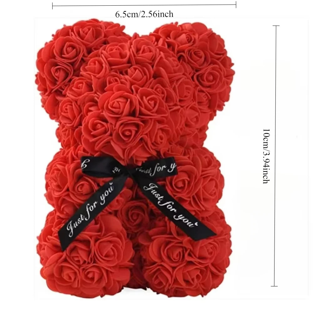 Artificial Eternal Rose Teddy Bear – Handmade Foam Flower Bear