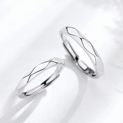 Adjustable Black & White Lozenge Couple Rings