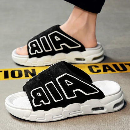 Platform Slides Cool Black Slide Cartoon Pattern Slippers