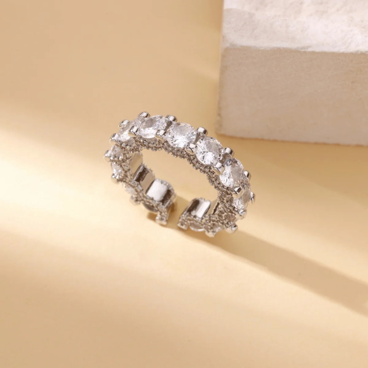 Women's Open Geometric Zircon Engagement Rings