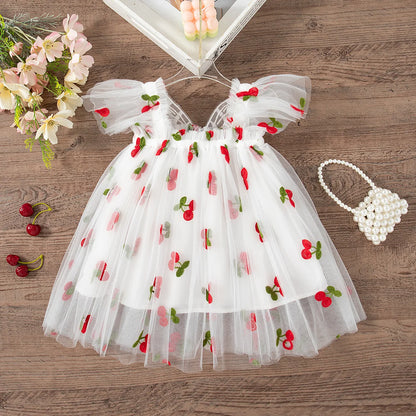 Feen-Trägerkleid aus besticktem Schmetterlingsnetz