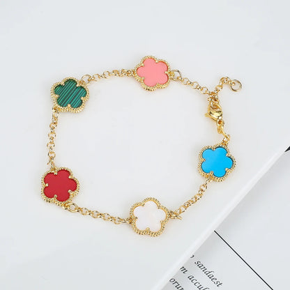 Gold-Plated Hollow Plum Blossom Double-Sided anklet Bracelet