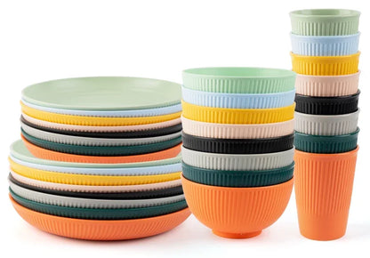 Wheat Straw Bowl Saucers Plate Dinnerware Set