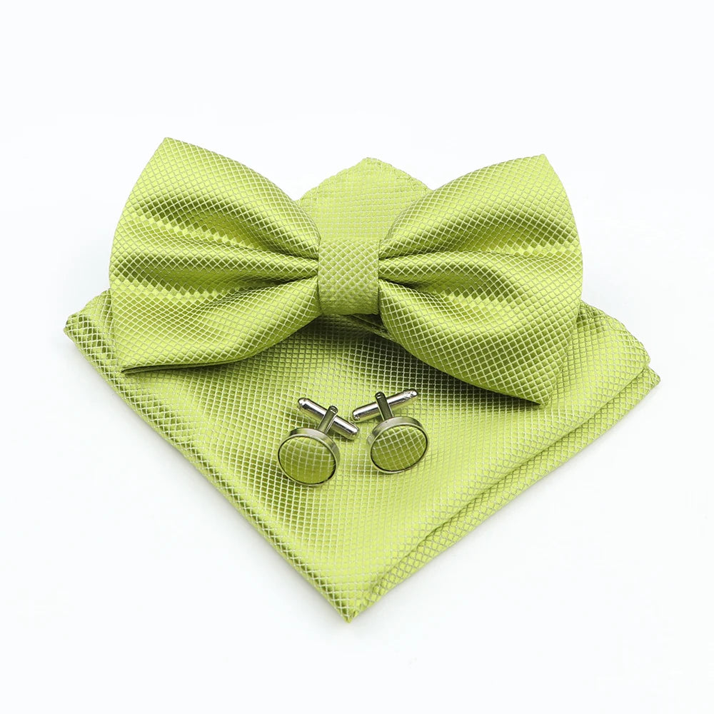 Men's Formal Pocket Square Cufflinks Polyester Bowtie
