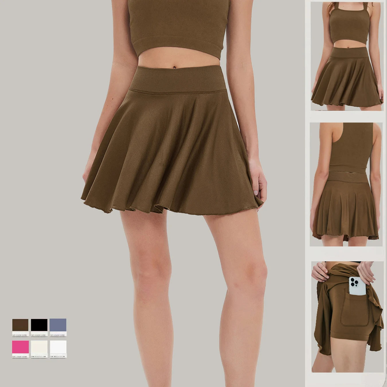 Damen-Tennisrock mit hohem Bund und Shorts – Atmungsaktive, schnelltrocknende Sportbekleidung für Laufen und Yoga