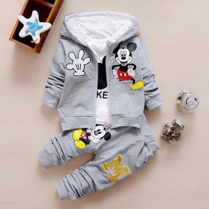 Spring and Autumn New  Boys Clothes Set - Cute Mickey Cotton Hooded Coat set