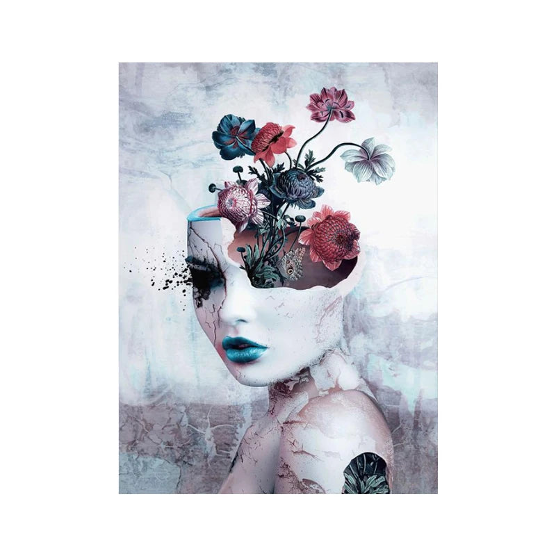 Abstract Women & Flowers Canvas Wall Art Paintings