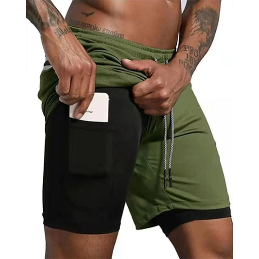 Men's 2-in-1Quick Dry Beach Running Gym Shorts