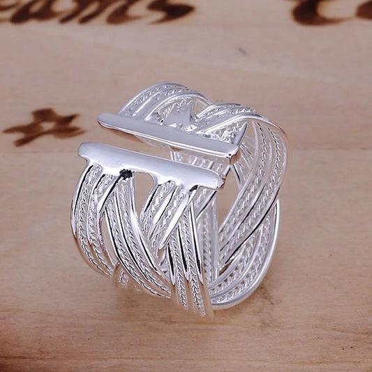 Bague ouverte réglable en argent 925 pour femme