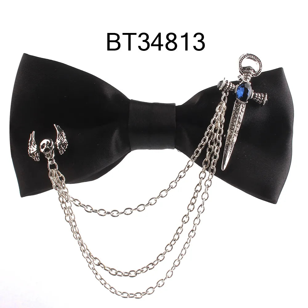 Black Metal Decorated Bowtie for Men