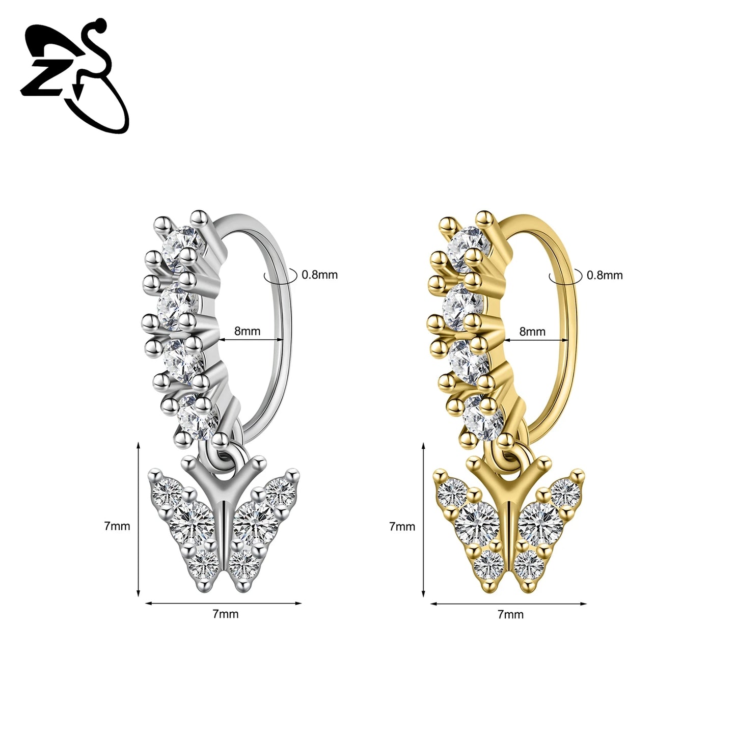 Hochwertige baumelnde Nasenringe mit CZ-Herzen für Frauen