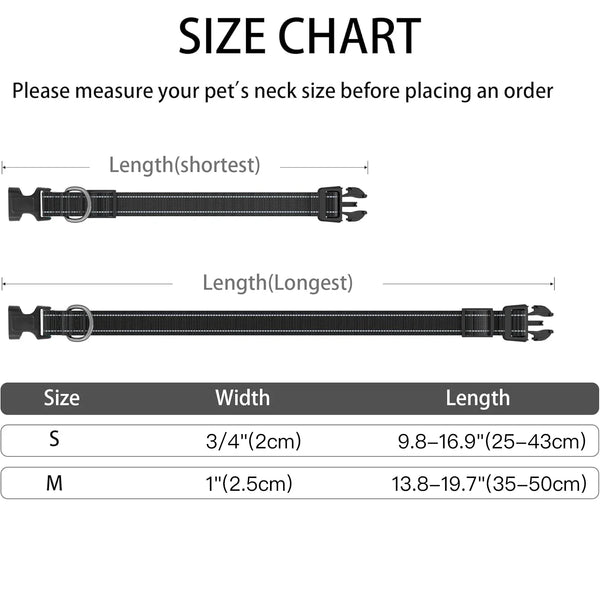 Reflektierendes Leder-Hundehalsband, geeignet für alle Entwicklungsstadien.