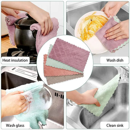 Fast-Drying Coral Velvet Kitchen Towels